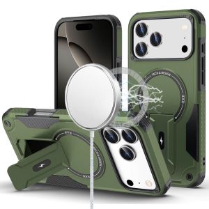 For iPhone 17 Pro Max Sturdy Bracket Kickstand Magnetic Hybrid - Midnight Green