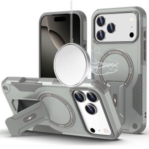 For iPhone 17 Pro Sturdy Bracket Kickstand Magnetic Hybrid - Grey