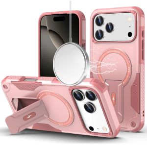 For iPhone 17 Pro Sturdy Bracket Kickstand Magnetic Hybrid - Pink