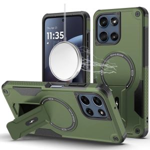 For Moto G 5G 2025/2026 / G PLAY 2026 Sturdy Bracket Kickstand Magnetic Hybrid - Midnight Green