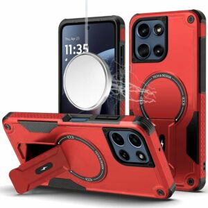 For Motorola Moto G 5G 2025 / 2026 / G Play 2026 Sturdy Bracket Kickstand Magnetic Hybrid - Red