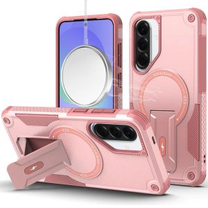 For Samsung Galaxy A37 Sturdy Bracket Kickstand Magnetic Hybrid - Pink