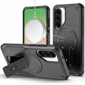 For Samsung Galaxy A57 Sturdy Bracket Kickstand Magnetic Hybrid - Black