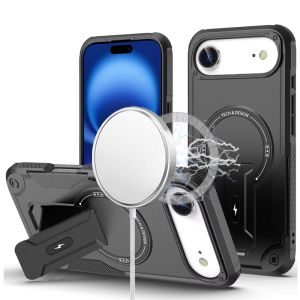 For iPhone 17 Air Sturdy Bracket Kickstand Magnetic Hybrid - Black