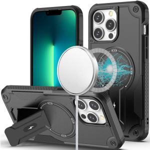 For iPhone 13 Pro Max Sturdy Bracket Kickstand Magnetic Hybrid - Black