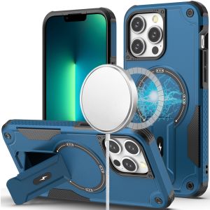 For iPhone 13 Pro Max Sturdy Bracket Kickstand Magnetic Hybrid - Blue