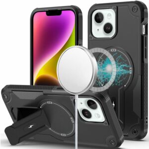 For iPhone 13/14 Sturdy Bracket Kickstand Magnetic Hybrid - Black