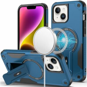 For iPhone 13/14 Metal Diamond CD Pattern Design Matte Finished Hybrid with Rotational Ring [Car Mount Friendly] Case - 3