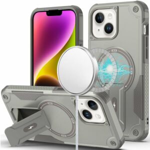 For iPhone 13/14 Metal Diamond CD Pattern Design Matte Finished Hybrid with Rotational Ring [Car Mount Friendly] Case - Floral C