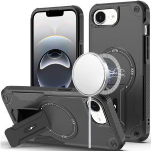 For iPhone 16E (E edition) / SE4 (2025) Sturdy Bracket Kickstand Magnetic Hybrid - Black