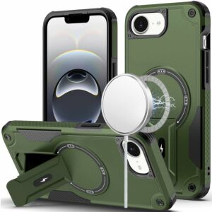 For iPhone 17E / 16E / SE4 Sturdy Bracket Kickstand Magnetic Hybrid - Midnight Green