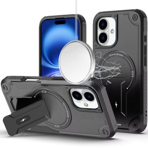 For iPhone 17 Sturdy Bracket Kickstand Magnetic Hybrid - Black