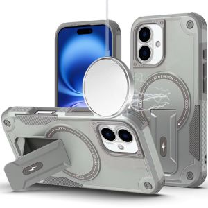 For iPhone 17 Sturdy Bracket Kickstand Magnetic Hybrid - Grey
