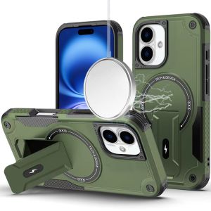 For iPhone 17 Sturdy Bracket Kickstand Magnetic Hybrid - Midnight Green