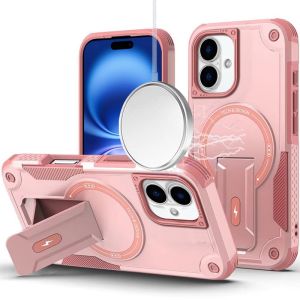 For iPhone 17 Sturdy Bracket Kickstand Magnetic Hybrid - Pink