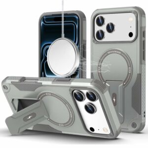 For Apple iPhone 18 Pro Max Sturdy Bracket Kickstand Magnetic Hybrid - Grey