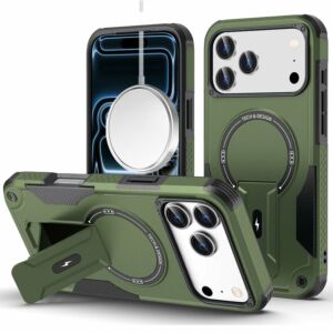 For Apple iPhone 18 Pro Max Sturdy Bracket Kickstand Magnetic Hybrid - Midnight Green