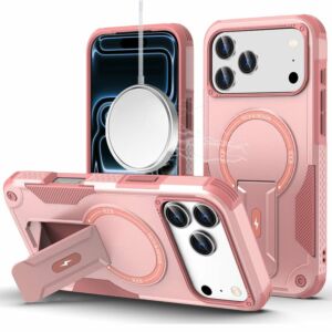 For Apple iPhone 18 Pro Max Sturdy Bracket Kickstand Magnetic Hybrid - Pink