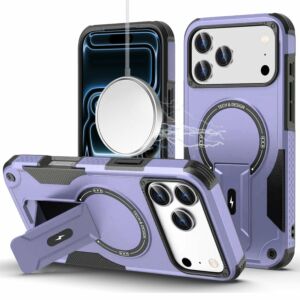 For Apple iPhone 18 Pro Max Sturdy Bracket Kickstand Magnetic Hybrid - Purple