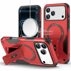 For Apple iPhone 18 Pro Max Sturdy Bracket Kickstand Magnetic Hybrid - Red