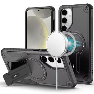 For Samsung S25 Plus Sturdy Bracket Kickstand Magnetic Hybrid - Black