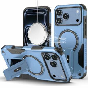 For Apple iPhone 18 Pro Sturdy Bracket Kickstand Magnetic Hybrid - Light Blue
