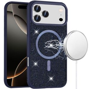For iPhone 17 Pro Diamond [Magnetic Circle] with CD Pattern Hybrid - Blue