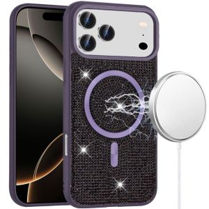 For iPhone 17 Pro Diamond [Magnetic Circle] with CD Pattern Hybrid - Purple