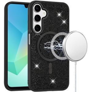 For Samsung A16 5G Diamond [Magnetic Circle] with CD Pattern Hybrid - Black