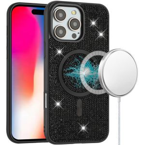For iPhone 16 6.1 inch Diamond [Magnetic Circle] with CD Pattern Hybrid - Purple