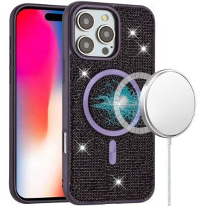 For iPhone 16 Pro 6.3 inch Diamond [Magnetic Circle] with CD Pattern Hybrid - Purple