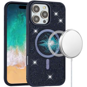 For iPhone 16 Pro Max 6.9 inch Diamond [Magnetic Circle] with CD Pattern Hybrid - Blue