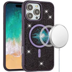 For iPhone 16 Pro Max 6.9 inch Diamond [Magnetic Circle] with CD Pattern Hybrid - Purple