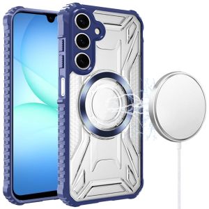For Samsung A17 5G [Magnetic Circle] CD Pattern Transparent Rugged Hybrid - Dark Blue