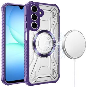 For Samsung A17 5G [Magnetic Circle] CD Pattern Transparent Rugged Hybrid - Purple