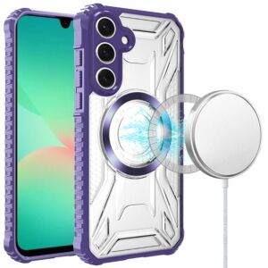 For Samsung Galaxy A27 [Magnetic Circle] CD Pattern Transparent Rugged Hybrid - Purple