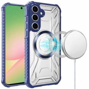 For Samsung Galaxy A57 [Magnetic Circle] CD Pattern Transparent Rugged Hybrid - Dark Blue