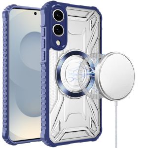 For Samsung Galaxy s25 Edge [Magnetic Circle] CD Pattern Transparent Rugged Hybrid - Dark Blue