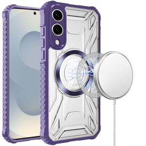 For Samsung Galaxy s25 Edge [Magnetic Circle] CD Pattern Transparent Rugged Hybrid - Purple