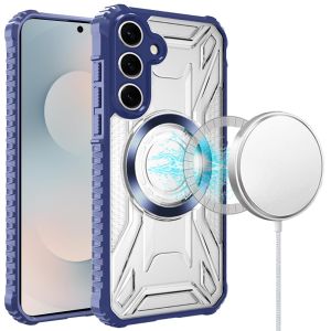 For Samsung s25 FE [Magnetic Circle] CD Pattern Transparent Rugged Hybrid - Dark Blue