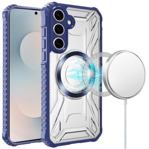 For Samsung s26 [Magnetic Circle] CD Pattern Transparent Rugged Hybrid - Dark Blue