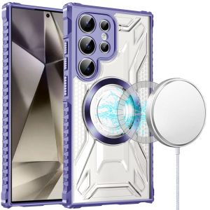 For Samsung s25 Ultra [Magnetic Circle] CD Pattern Transparent Rugged Hybrid - Purple