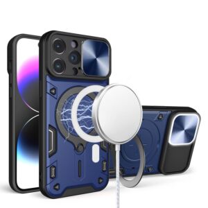 For iPhone 13/14 Magnetic Matching Ring Stand Full Rotation Matte Hybrid - Black