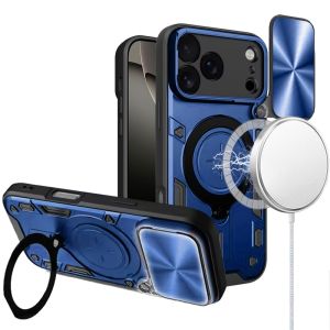 For iPhone 17 Pro Max Magnetic Ring Stand Classic Design FULL Camera Protection Hybrid Case - Blue