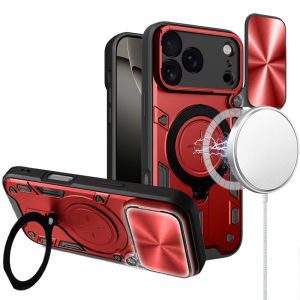 For iPhone 17 Pro Max Magnetic Ring Stand Classic Design FULL Camera Protection Hybrid Case - Red