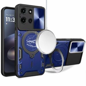 For Motorola Moto G 5G 2025 / 2026 / G Play 2026 Magnetic Ring Stand Classic Design FULL Camera Protection Hybrid Case - Blue