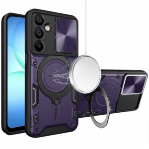 For Samsung A17 5G Magnetic Ring Stand Classic Design FULL Camera Protection Hybrid Case - Dark Purple