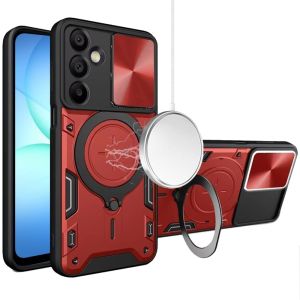 For Samsung A17 5G Magnetic Ring Stand Classic Design FULL Camera Protection Hybrid Case - Red