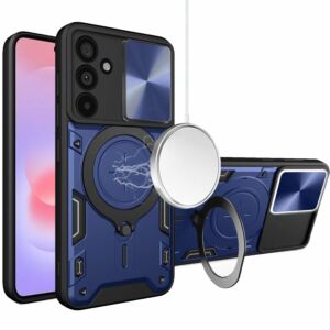 For Samsung Galaxy A37 Magnetic Ring Stand Classic Design FULL Camera Protection Hybrid Case - Blue