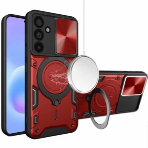 For Samsung Galaxy A57 Magnetic Ring Stand Classic Design FULL Camera Protection Hybrid Case - Red